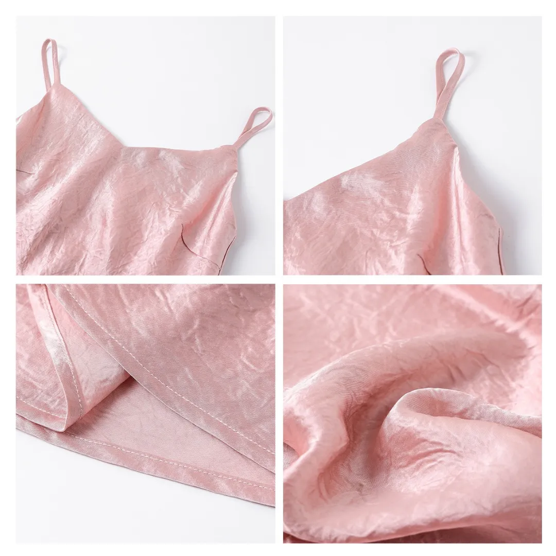 新中式纯色高腰醋酸吊带连衣裙 Modern Chinese-Style Acetate Maxi Slip Luxe Dress