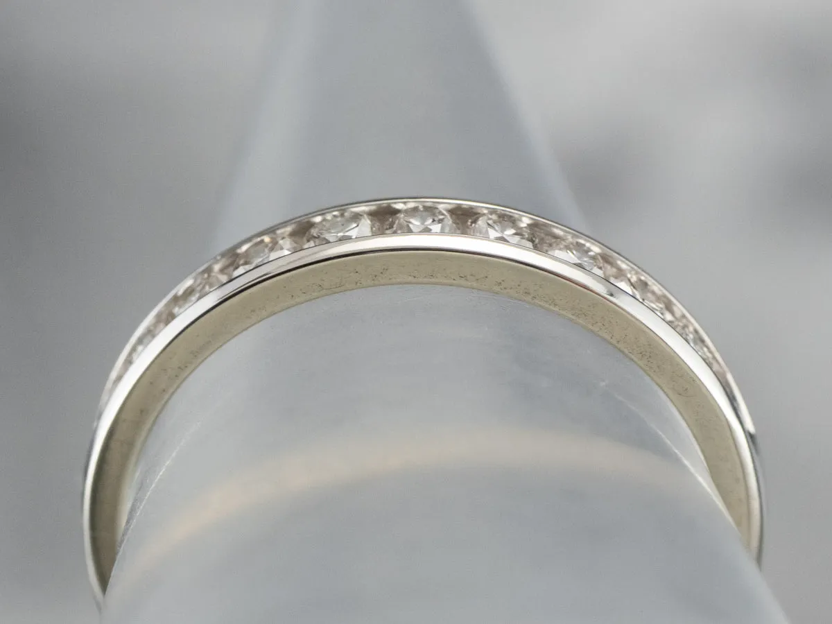 14K White Gold Channel Set Diamond Band