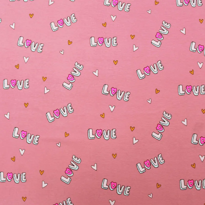 150CM REMNANT Pink Cotton Elastane Jersey - Love