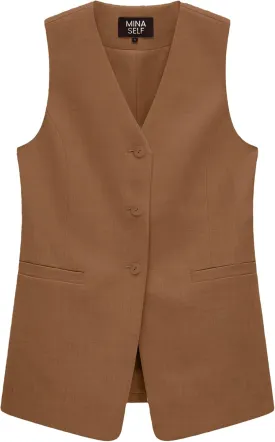 2025 Women's Summer Linen Vest Blazer Long Y2K Lightweight Fully-Lined V-Neck Fashion Casual Jackets Tops Pockets