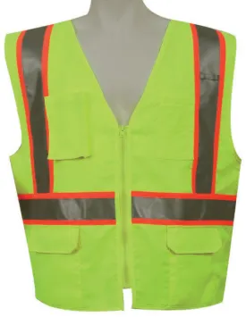 3A Safety - ANSI Certified Multi-pocket Safety Vest Lime Color Size Medium