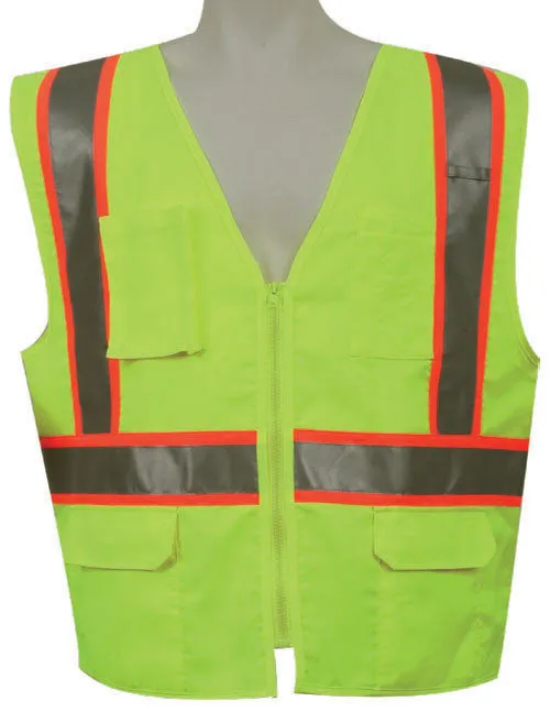 3A Safety - ANSI Certified Multi-pocket Safety Vest Lime Color Size Medium