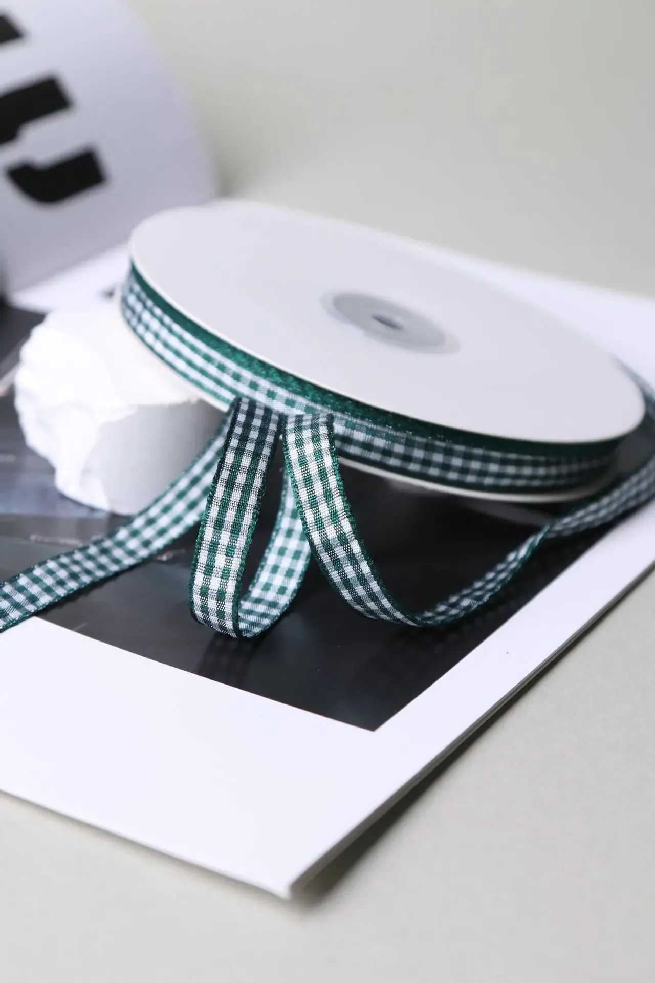 50 Yards 10mm Gingham Ribbons for Wedding Christmas Party Decorations Gifts Wrapping DIY Crafts Bow Hair Plaid Ribbon Packaging