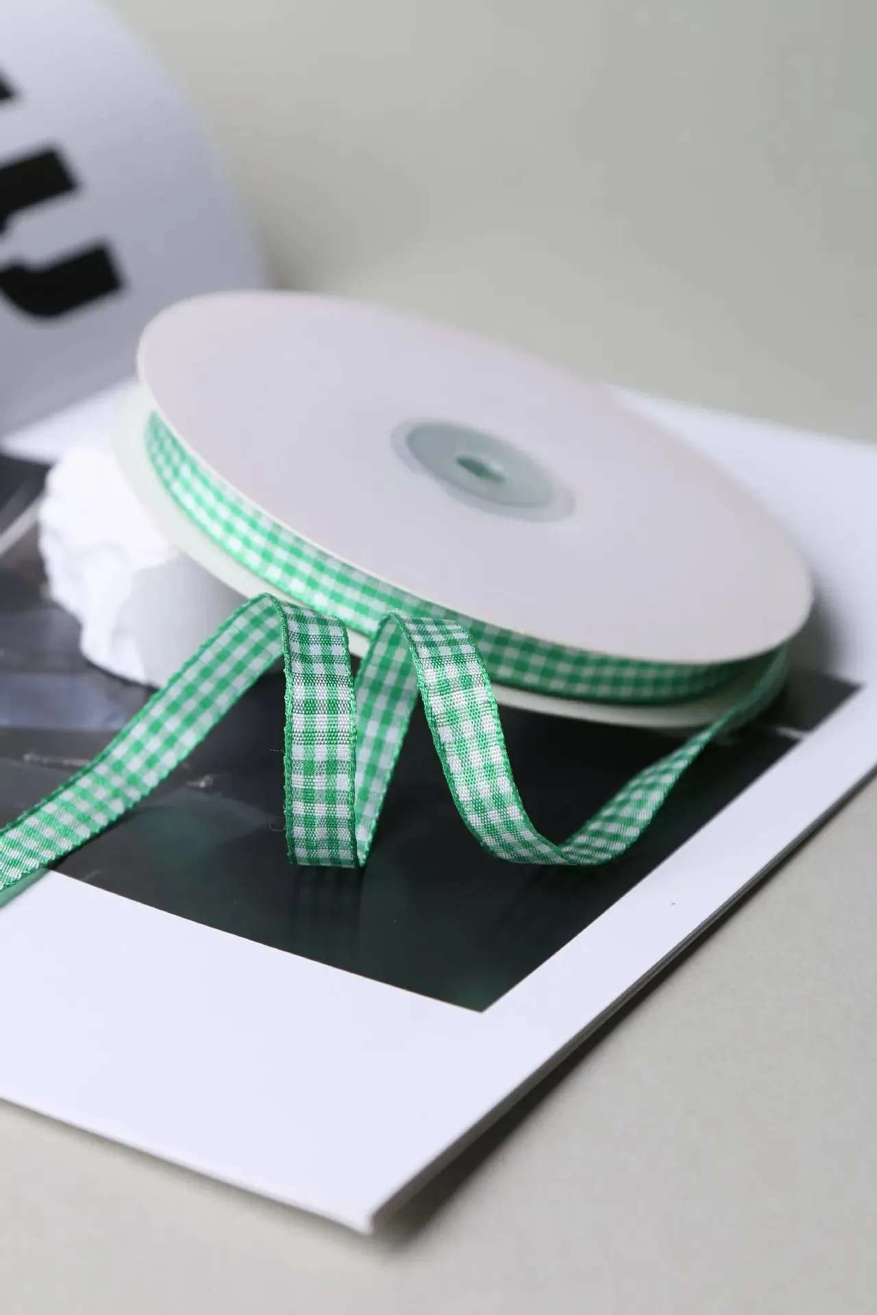 50 Yards 10mm Gingham Ribbons for Wedding Christmas Party Decorations Gifts Wrapping DIY Crafts Bow Hair Plaid Ribbon Packaging