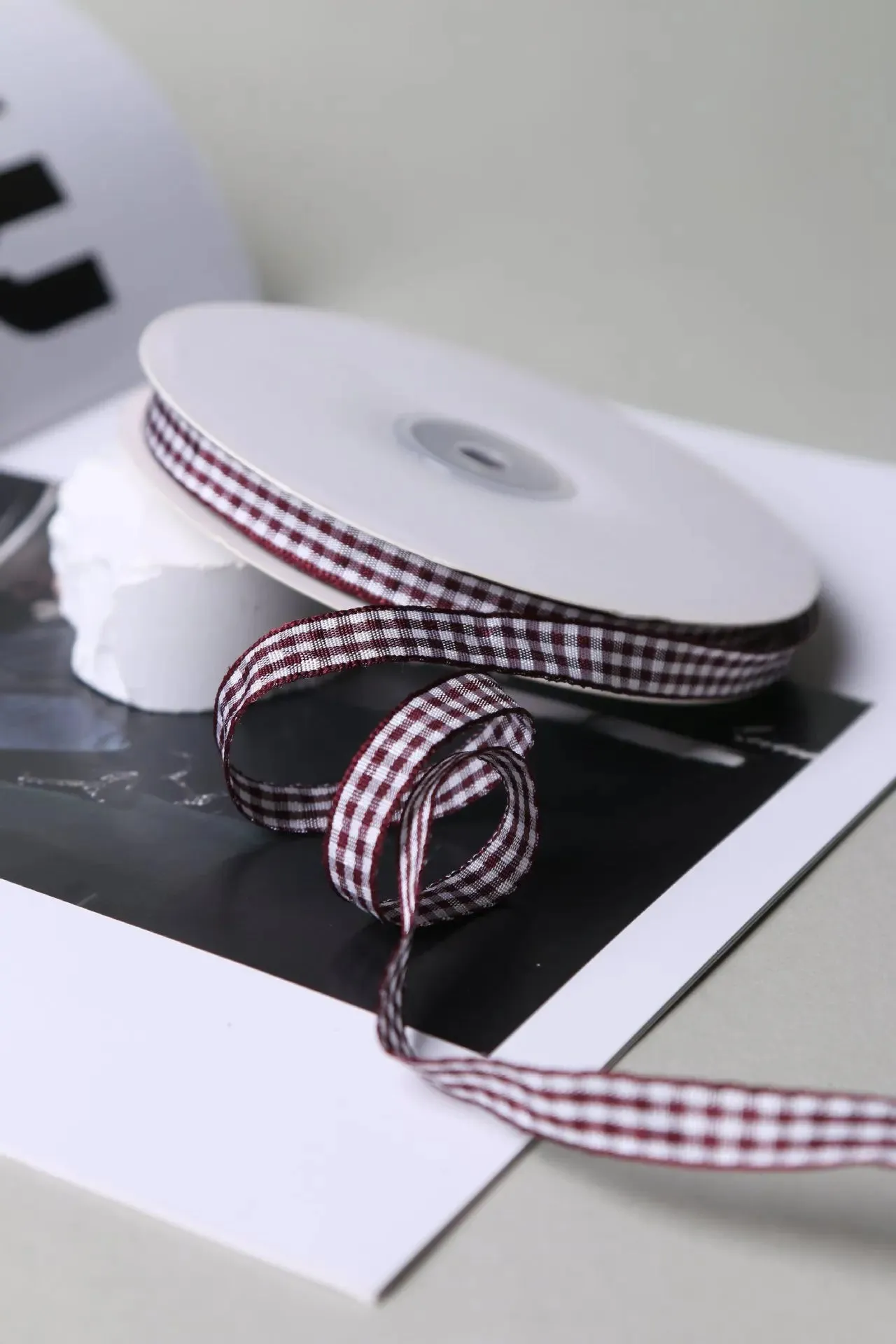 50 Yards 10mm Gingham Ribbons for Wedding Christmas Party Decorations Gifts Wrapping DIY Crafts Bow Hair Plaid Ribbon Packaging