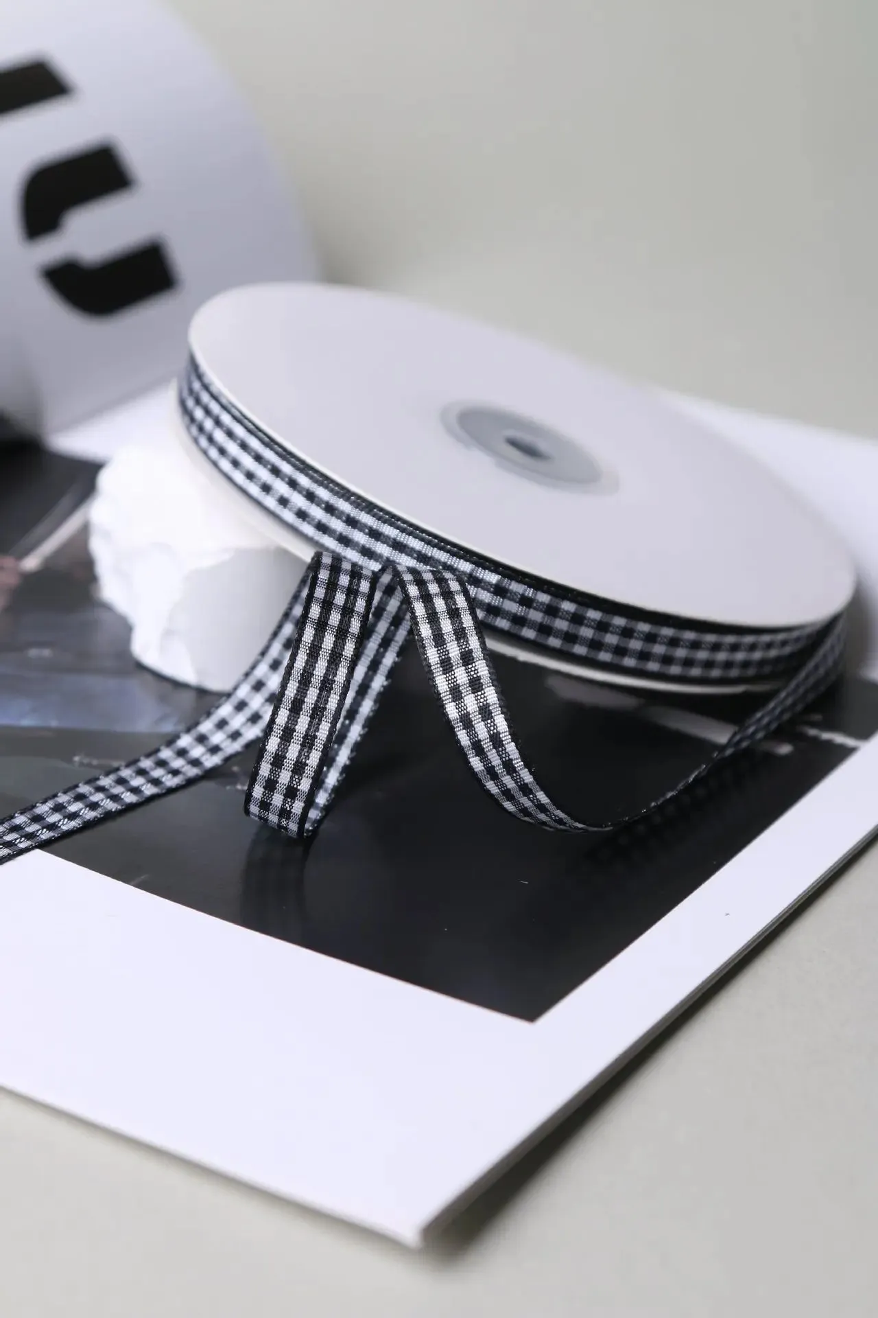 50 Yards 10mm Gingham Ribbons for Wedding Christmas Party Decorations Gifts Wrapping DIY Crafts Bow Hair Plaid Ribbon Packaging