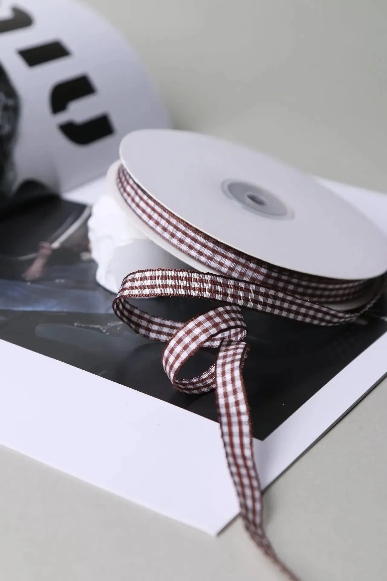 50 Yards 10mm Gingham Ribbons for Wedding Christmas Party Decorations Gifts Wrapping DIY Crafts Bow Hair Plaid Ribbon Packaging