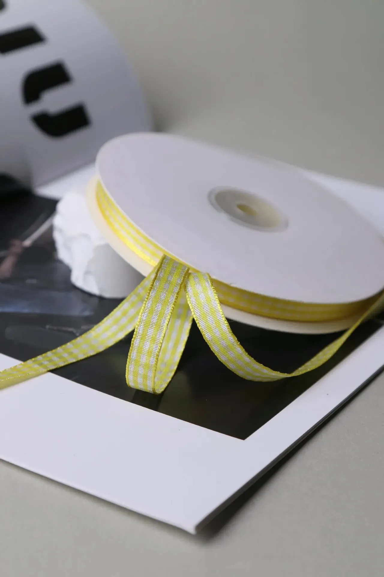 50 Yards 10mm Gingham Ribbons for Wedding Christmas Party Decorations Gifts Wrapping DIY Crafts Bow Hair Plaid Ribbon Packaging