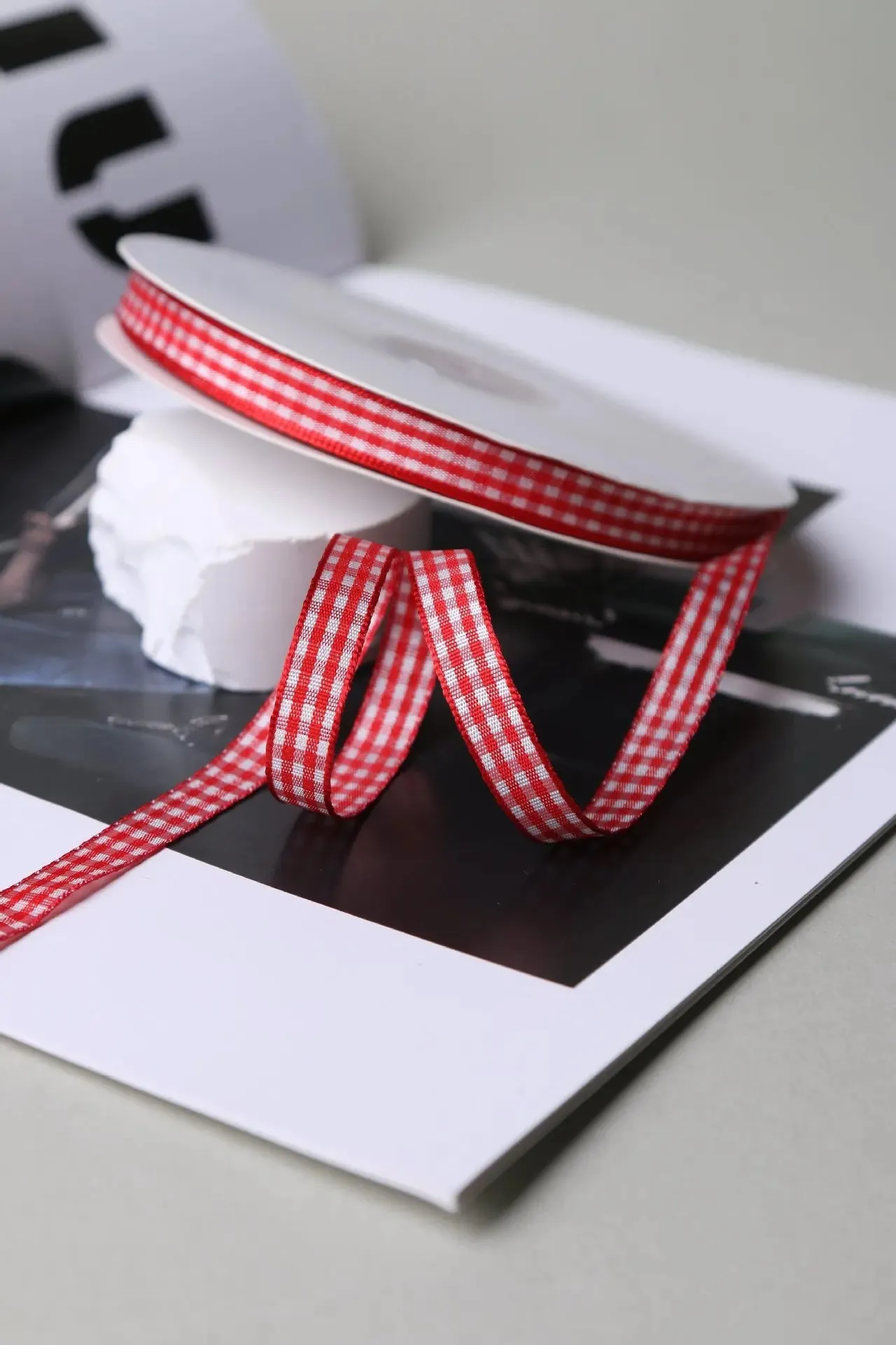 50 Yards 10mm Gingham Ribbons for Wedding Christmas Party Decorations Gifts Wrapping DIY Crafts Bow Hair Plaid Ribbon Packaging