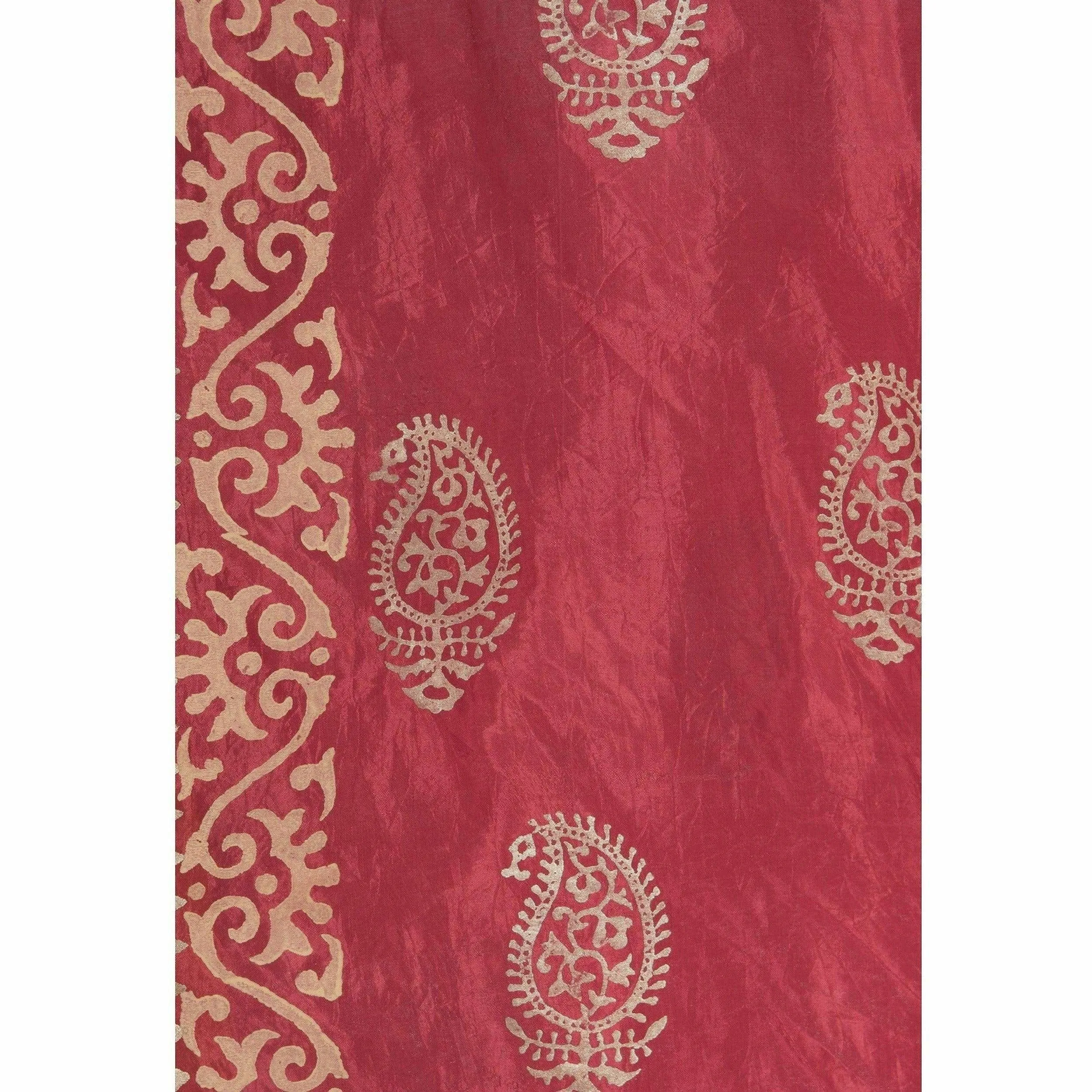 A R Silk Women's Gold Print Silk Mehroon Dupattas and Chunnis