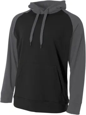 A4 Youth Color Block Tech Fleece Hoodie (NB4234), Black/Graphite, Large