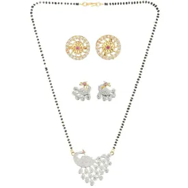 AanyaCentric Gold Plated Mangalsutra with Pendant, 2 Pair Earrings