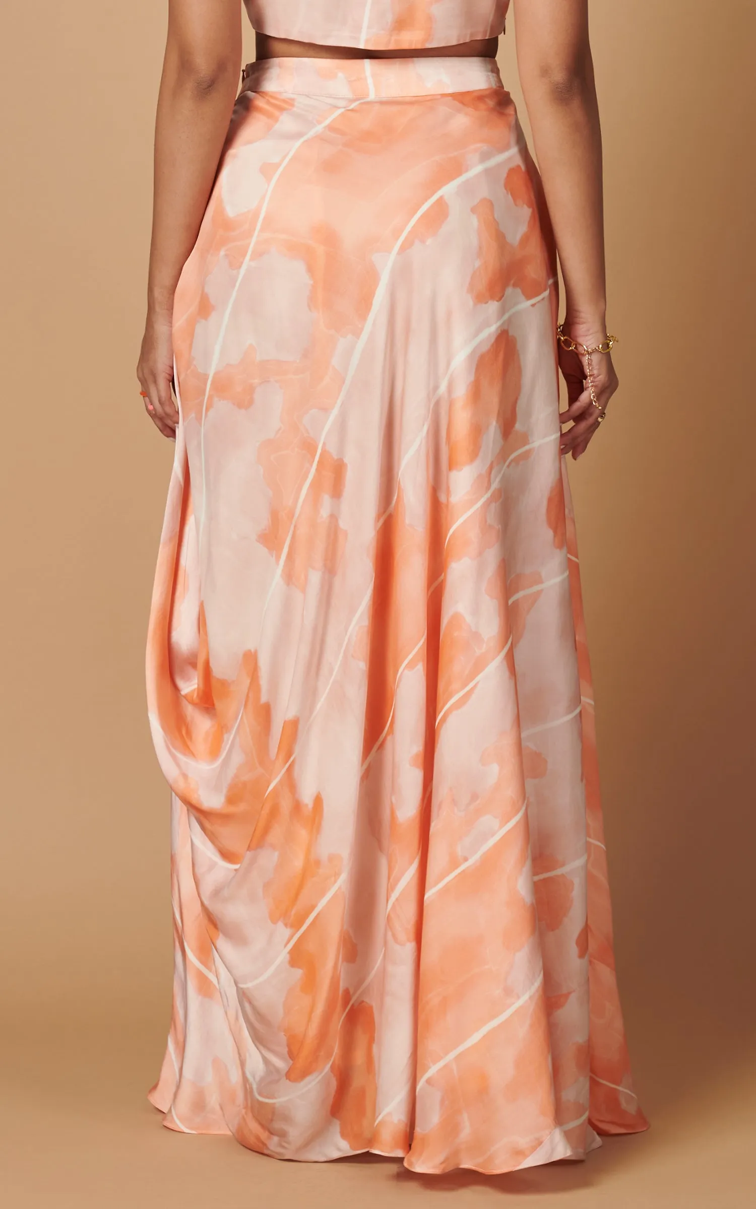 Abstract Printed Draped Skirt