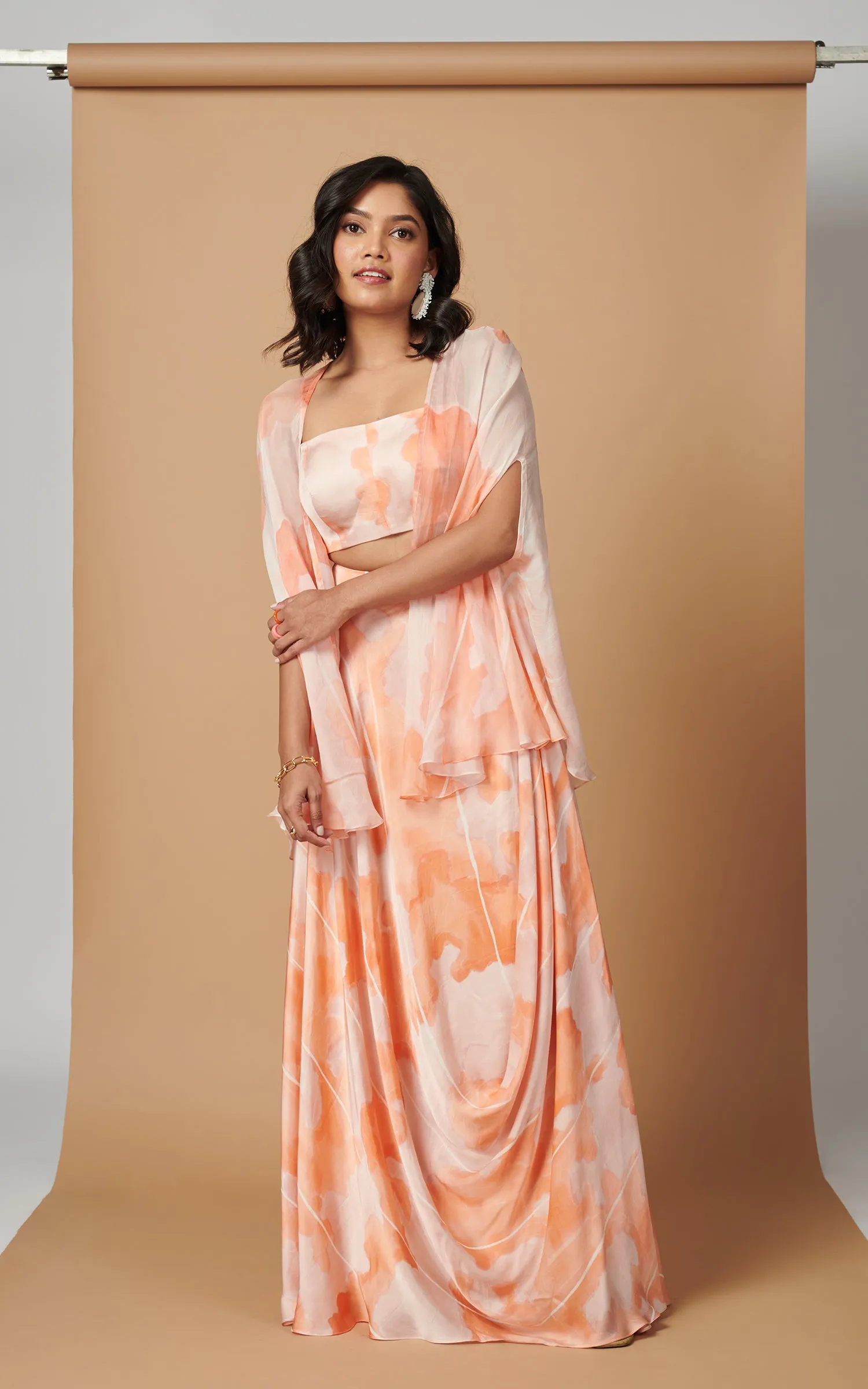 Abstract Printed Draped Skirt