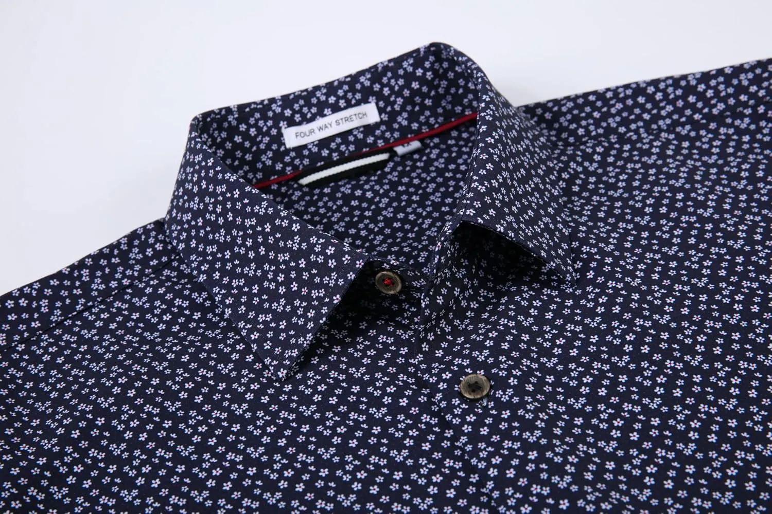 Alex Vando Mens Button Down Shirts Wrinkle Free 4-Way Stretch Print Business Casual Shirt