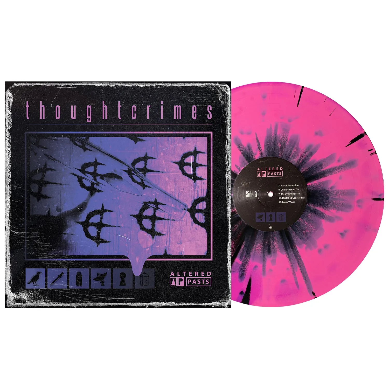 Altered Pasts - Neon Violet & Hot Pink Aside/Bside W/ Black Splatter LP