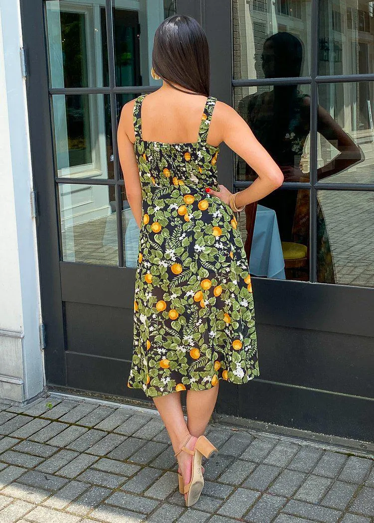 Amalfi Orange Print Square Neck Dress-***FINAL SALE***