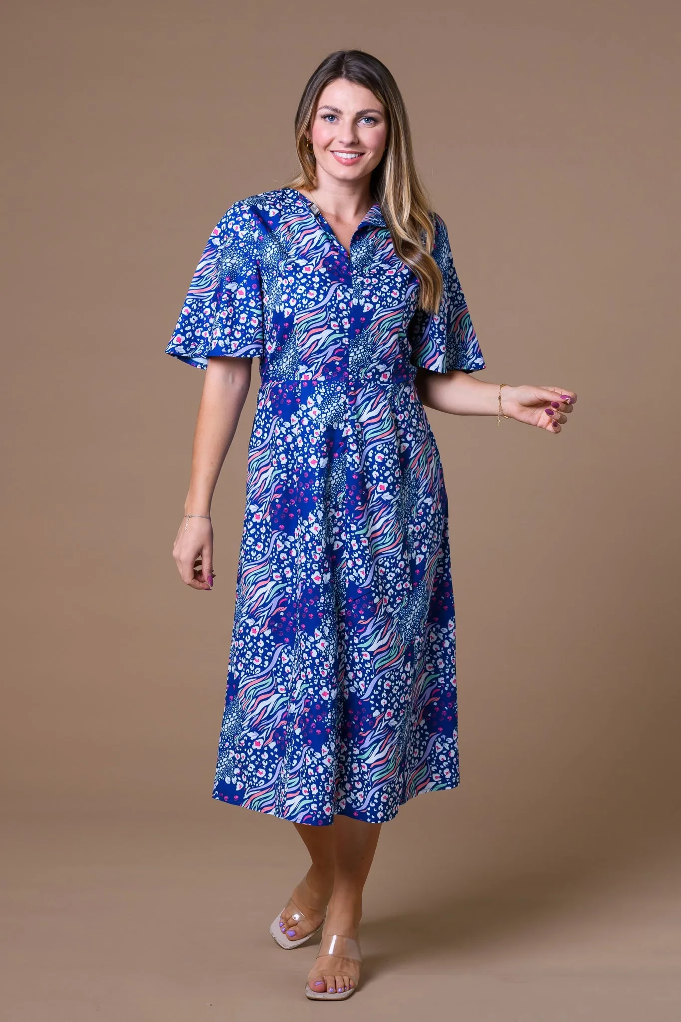 Angel Sleeve Animal Print Dress