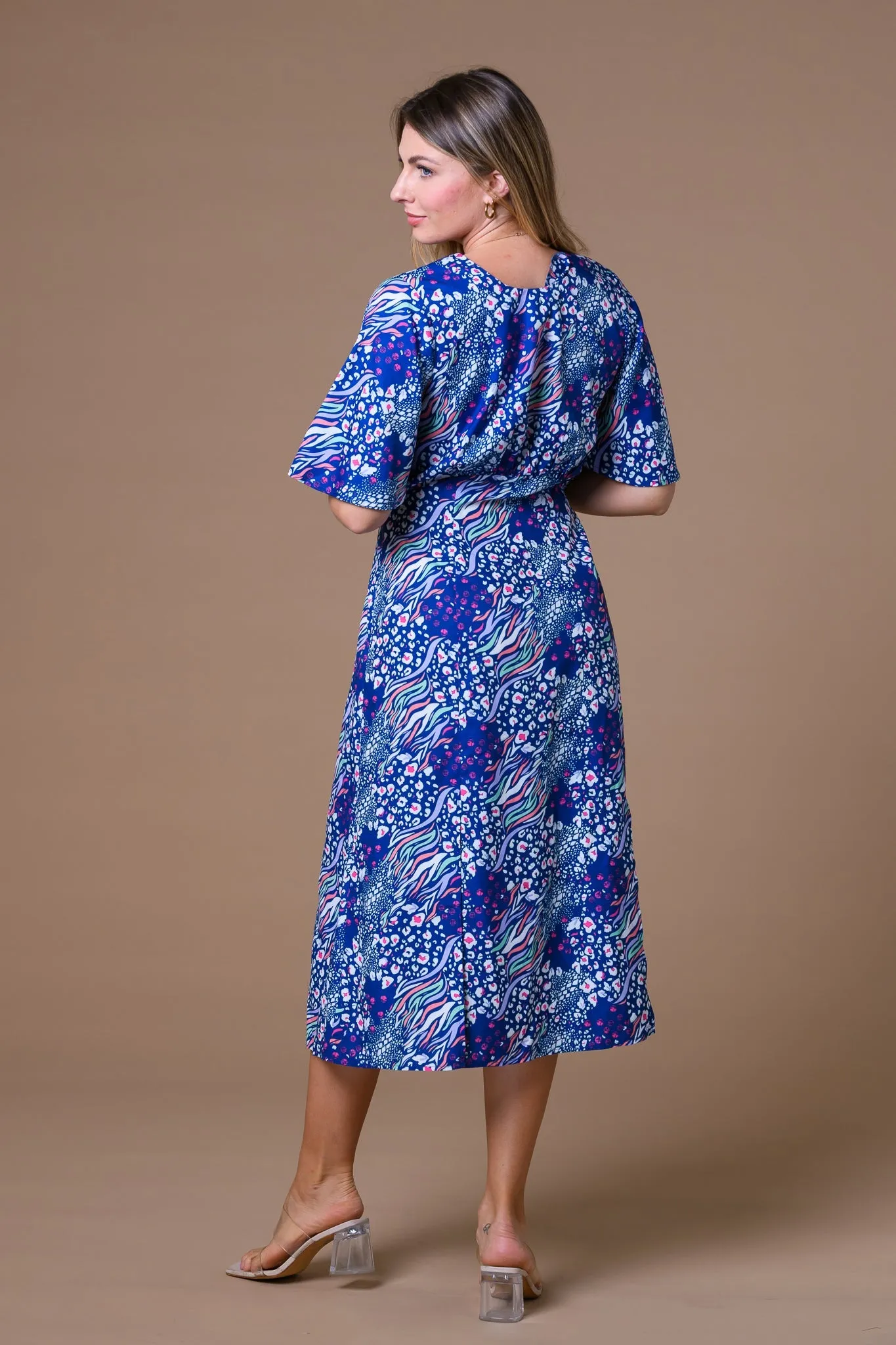 Angel Sleeve Animal Print Dress