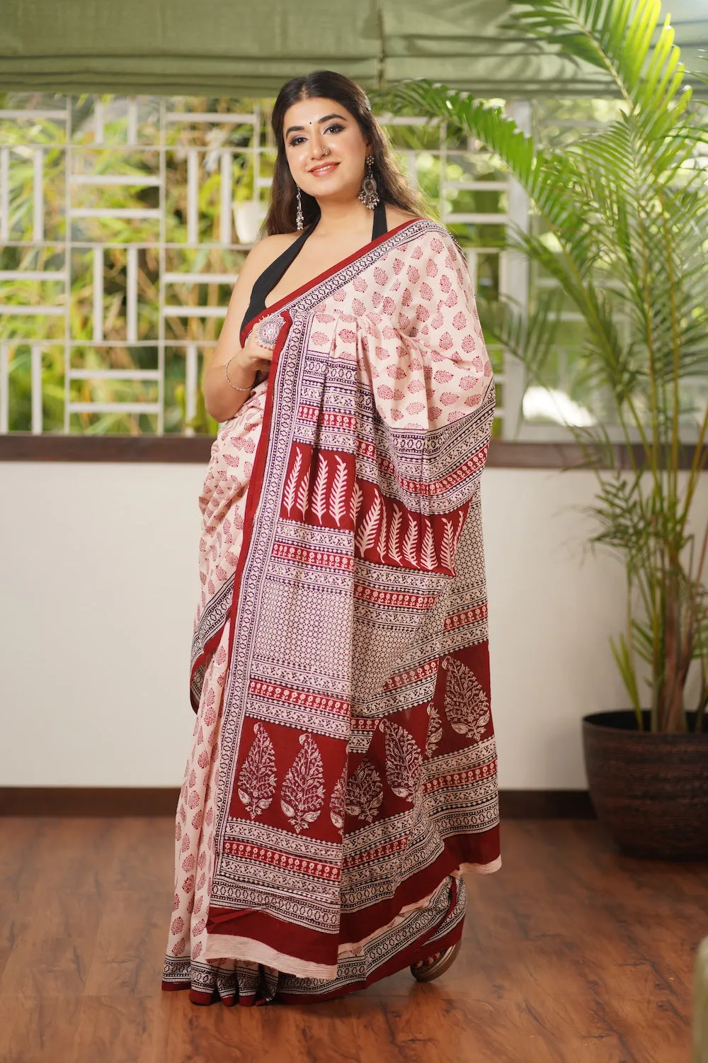 Bagh Hand Block Printed Mul Cotton Saree