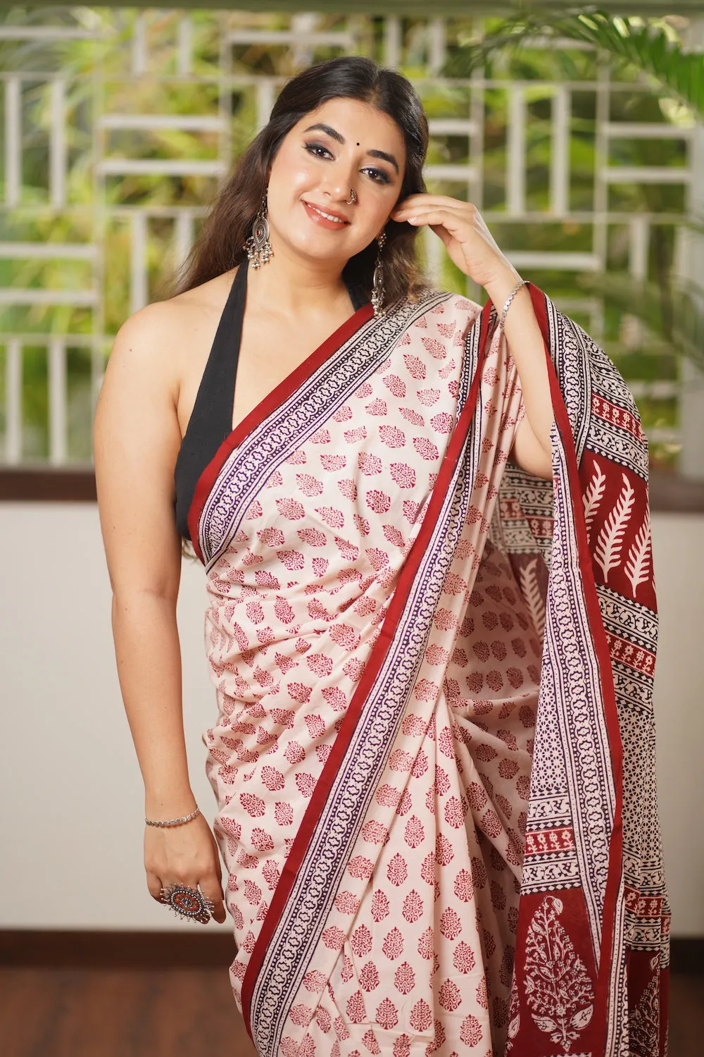 Bagh Hand Block Printed Mul Cotton Saree
