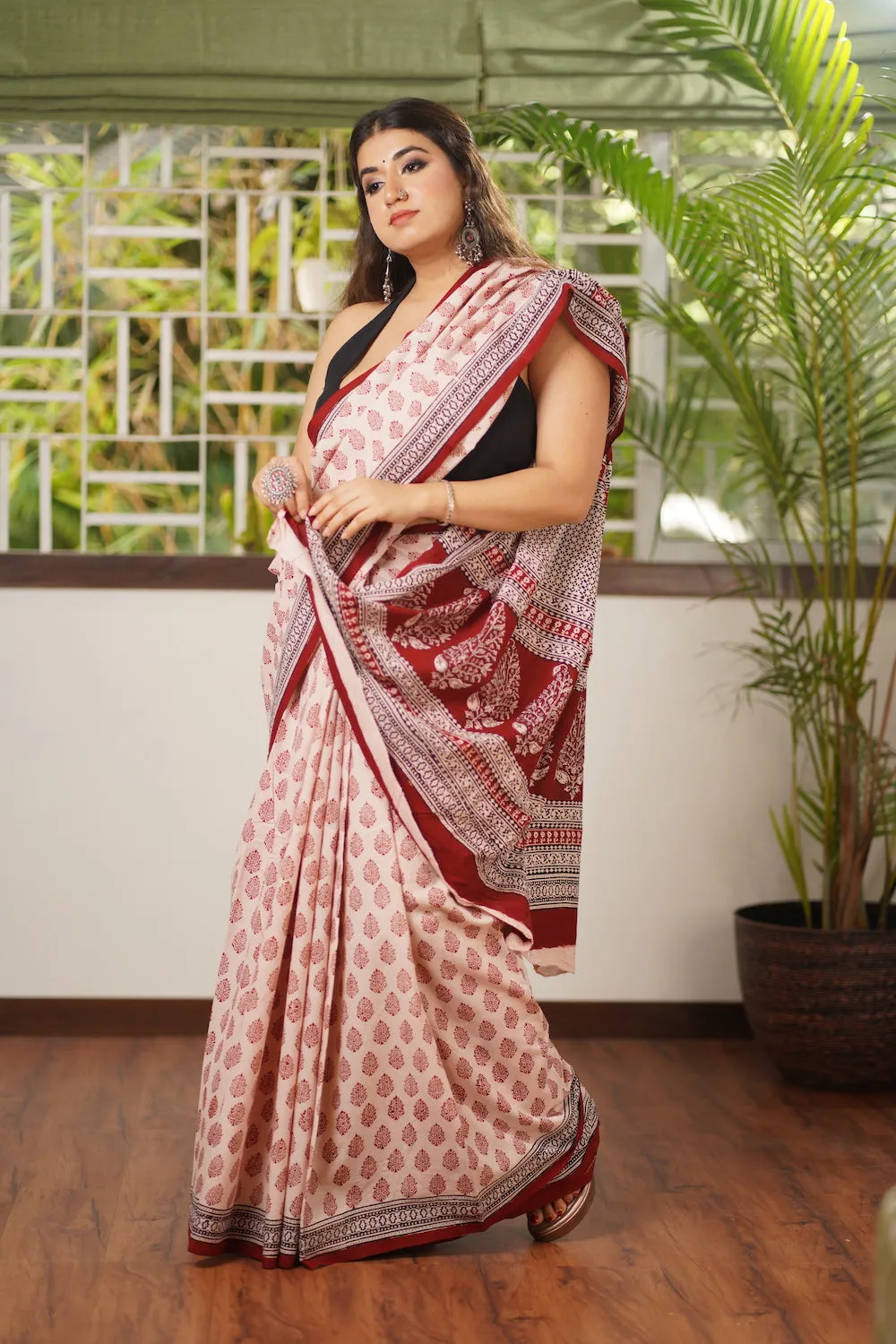 Bagh Hand Block Printed Mul Cotton Saree
