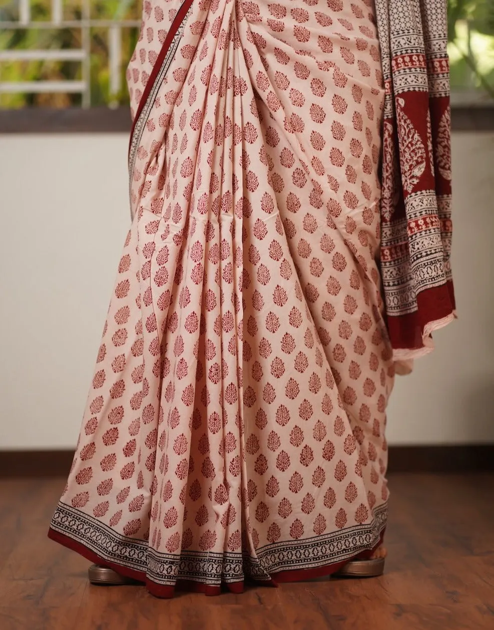 Bagh Hand Block Printed Mul Cotton Saree