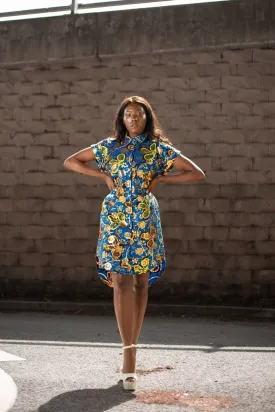 Beautiful Blue Gold African Dress