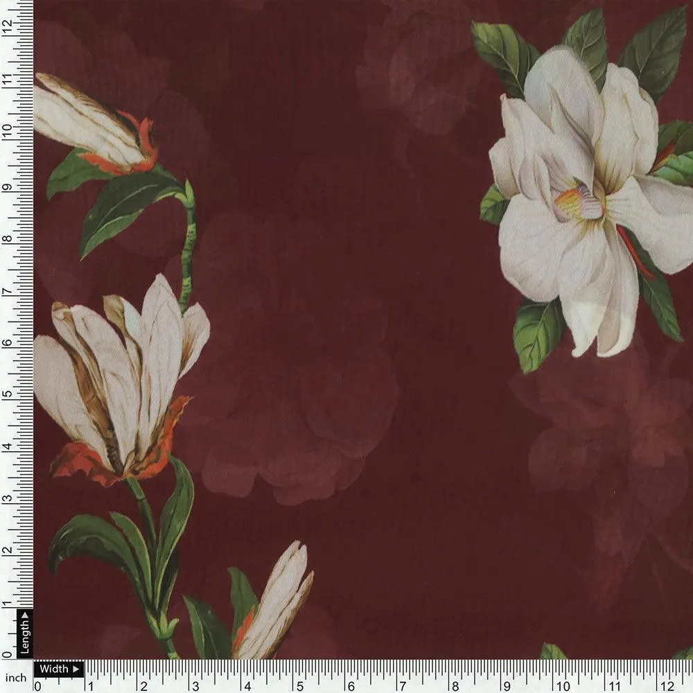 Big White Flower Repeat Digital Printed Fabric - Weightless