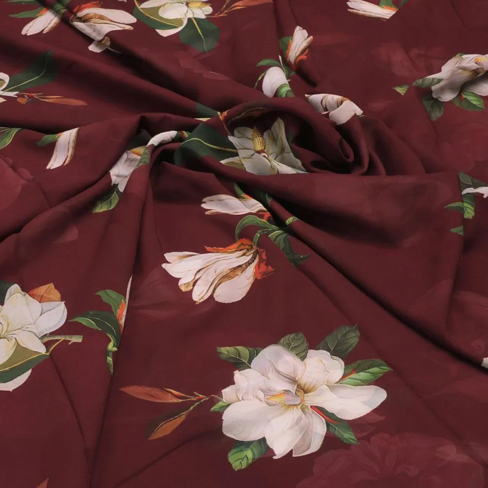 Big White Flower Repeat Digital Printed Fabric - Weightless
