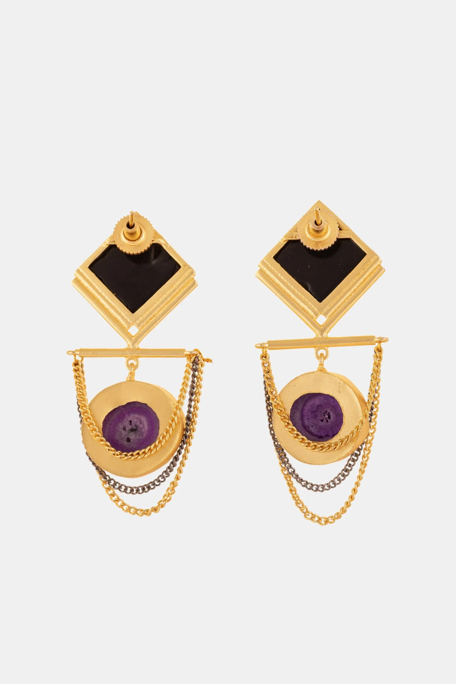 Black And Purple Colour Danglers