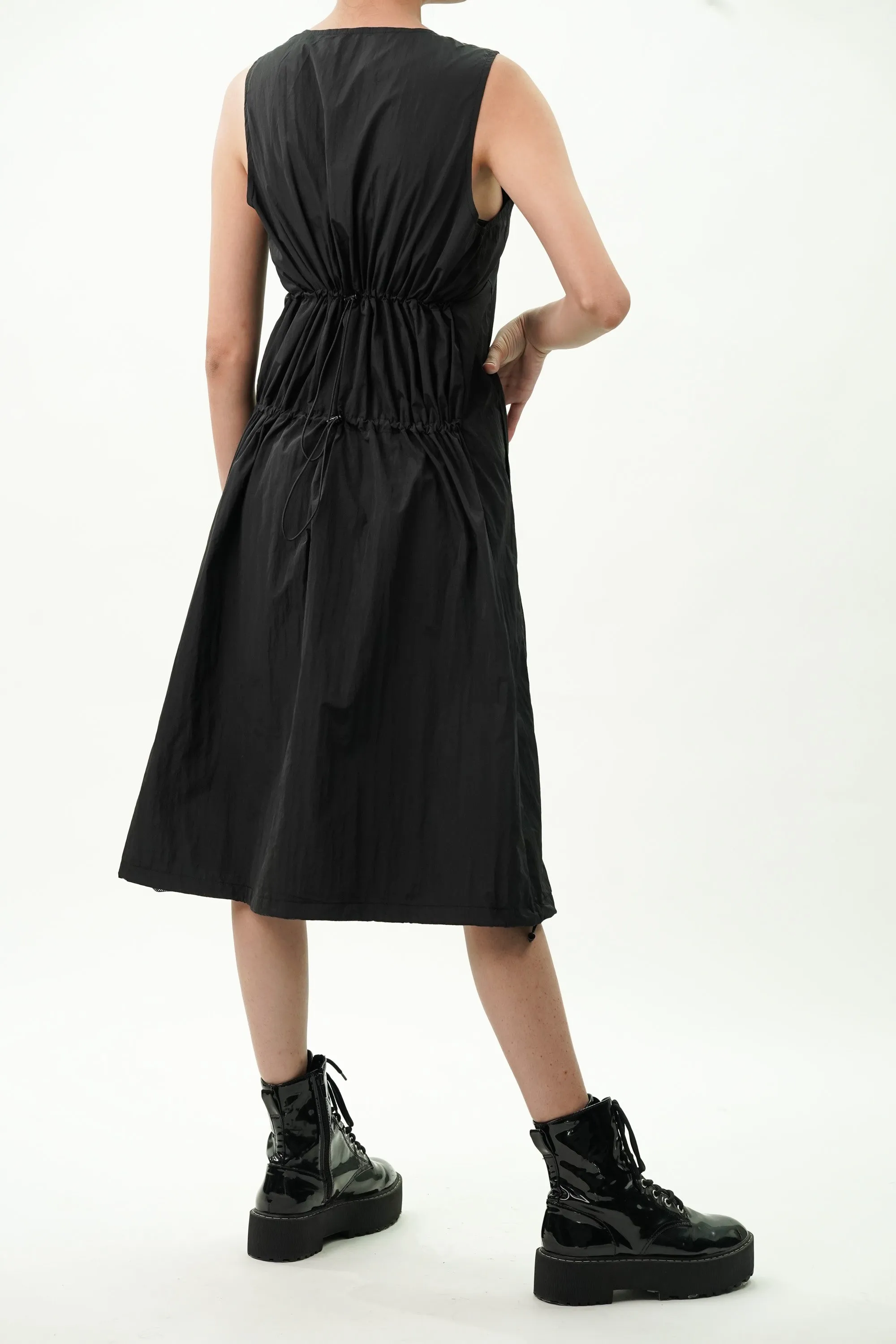 Black Double Slider Zipper Vest Dress