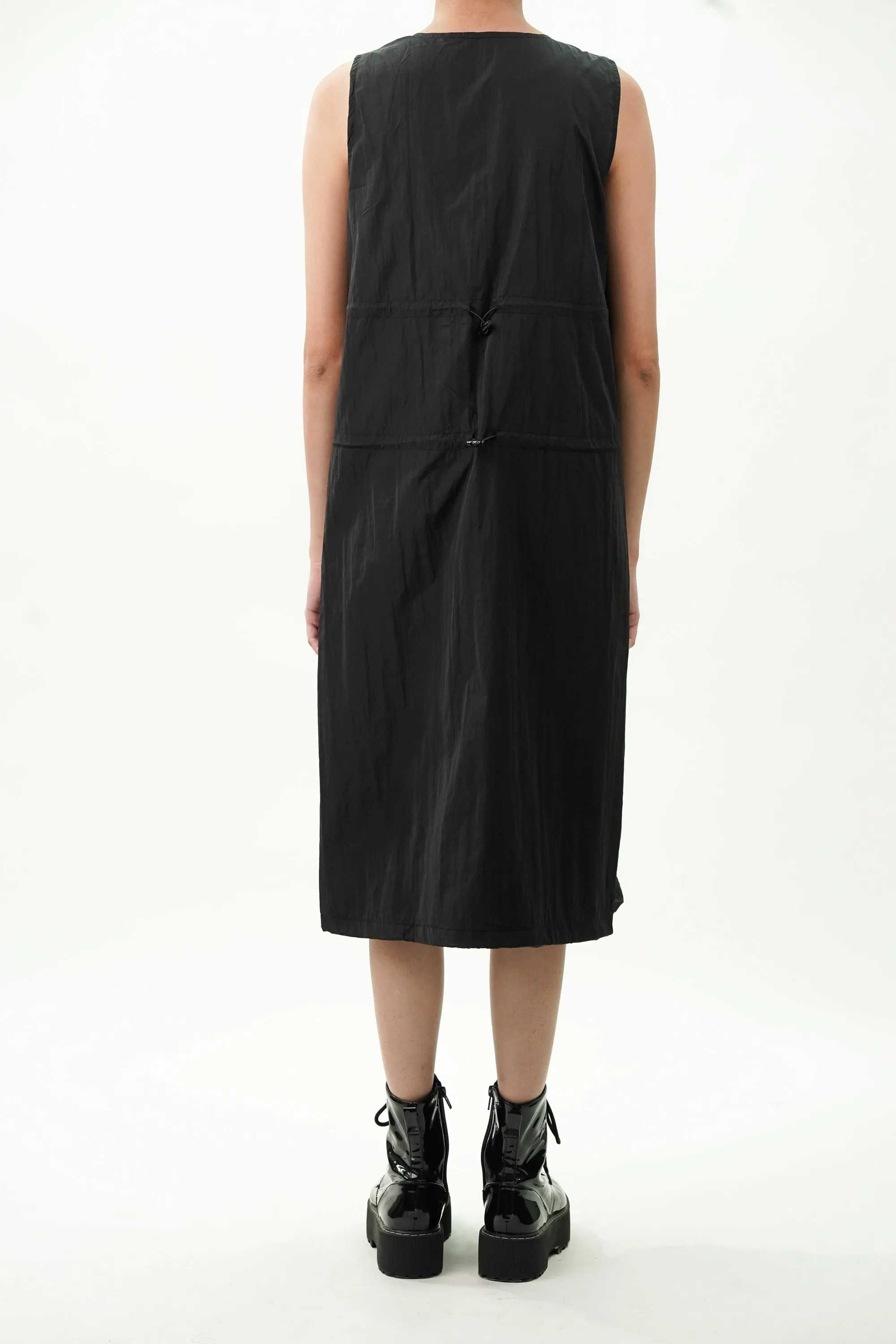 Black Double Slider Zipper Vest Dress