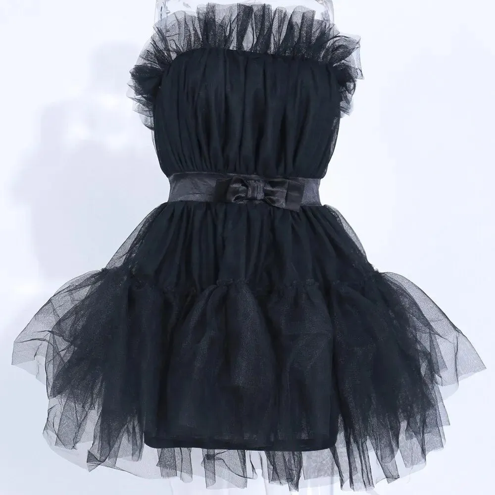 Black  Mesh Backless Sexy Short Dress