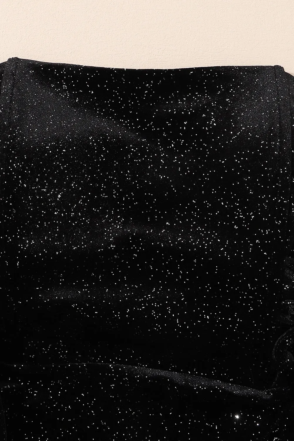 Black Velvet Sequin Lace-Up Tube Mini Dress