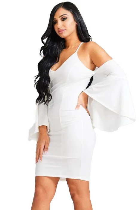 Blue Bell Sleeve Cold Shoulder Mini Dress