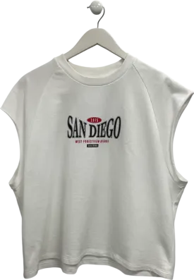 boohooMan White San Diego Sleeveless Sweat Vest UK L