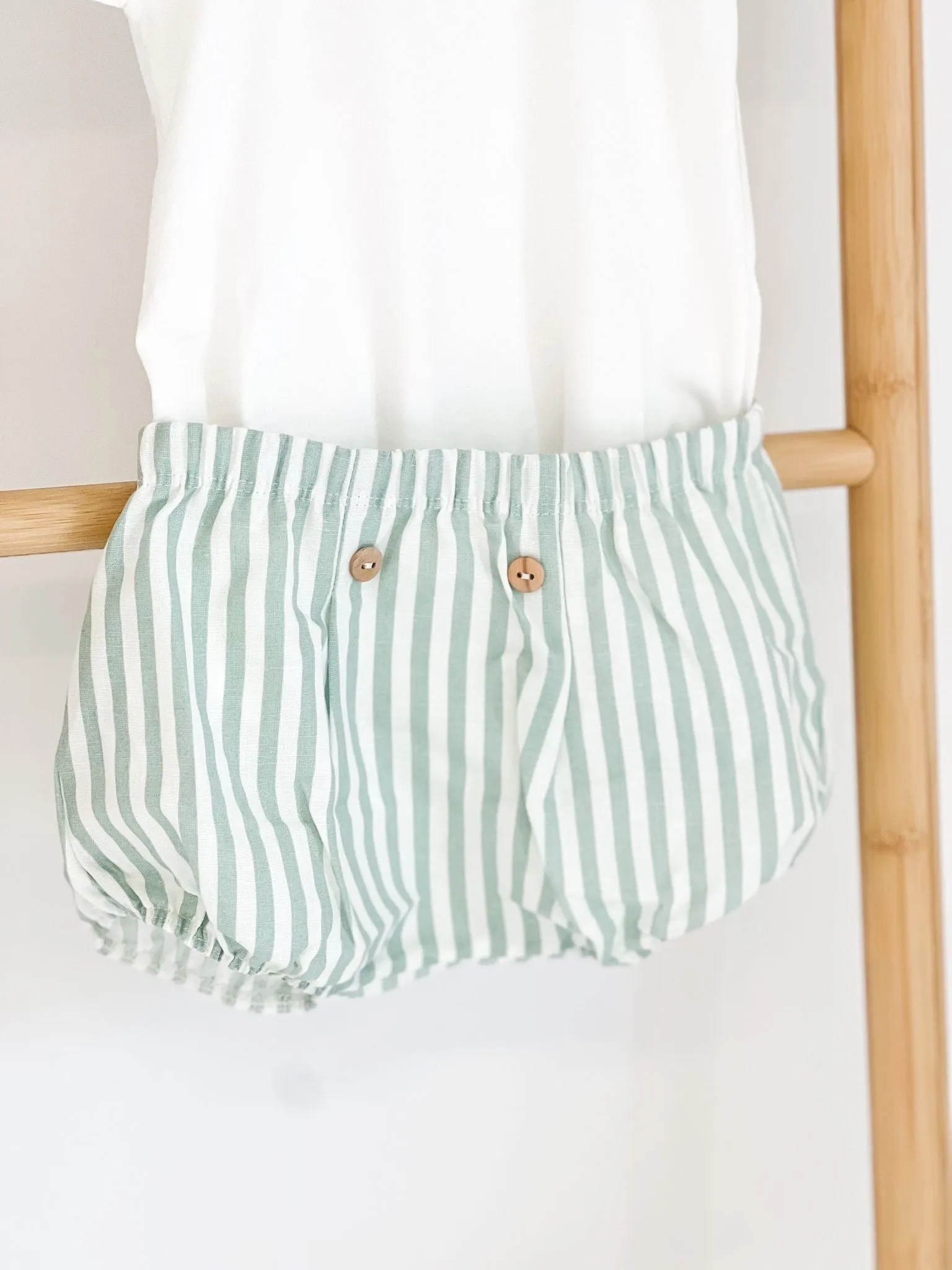 Boys Rapife Sage Stripe Bloomer and Vest Set