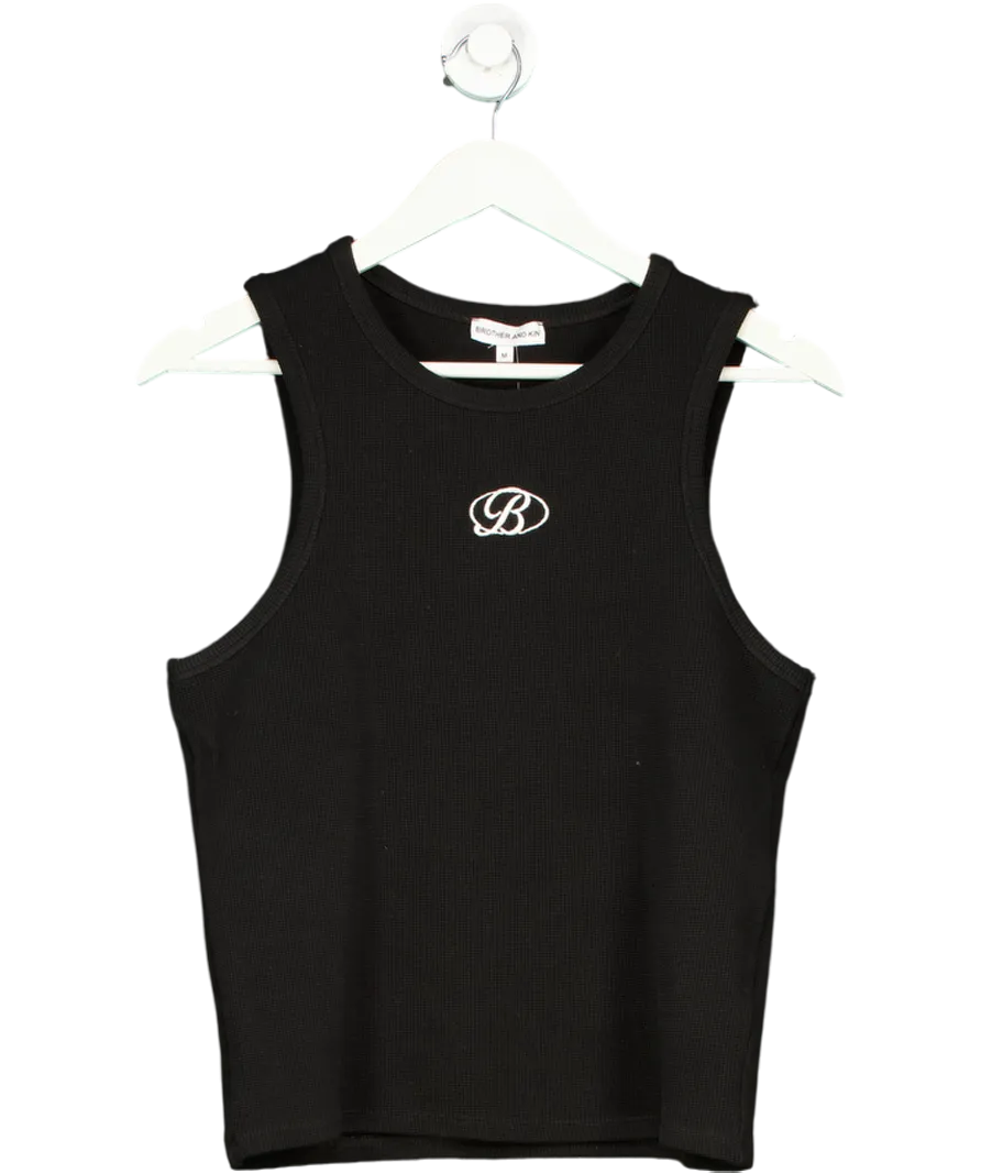 Brother And Kin Black Monogram Waffle Vest UK M