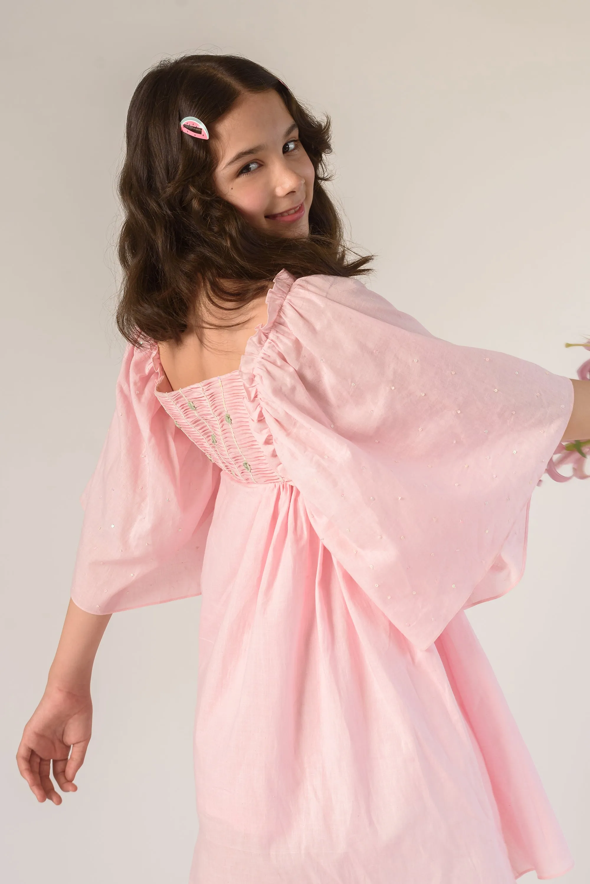 Bursting Meadows- Hand Embroidered Organic Cotton Dress