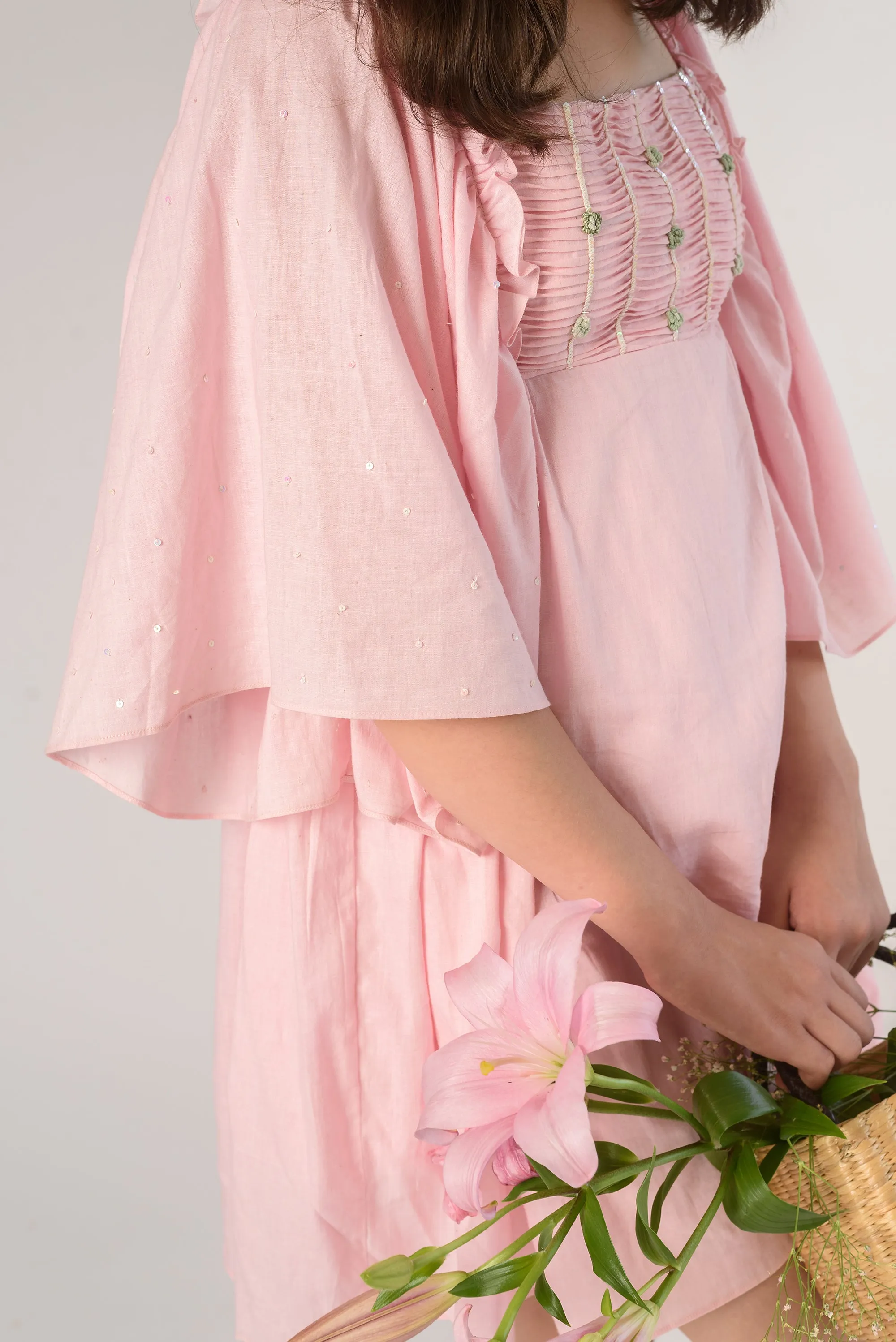 Bursting Meadows- Hand Embroidered Organic Cotton Dress
