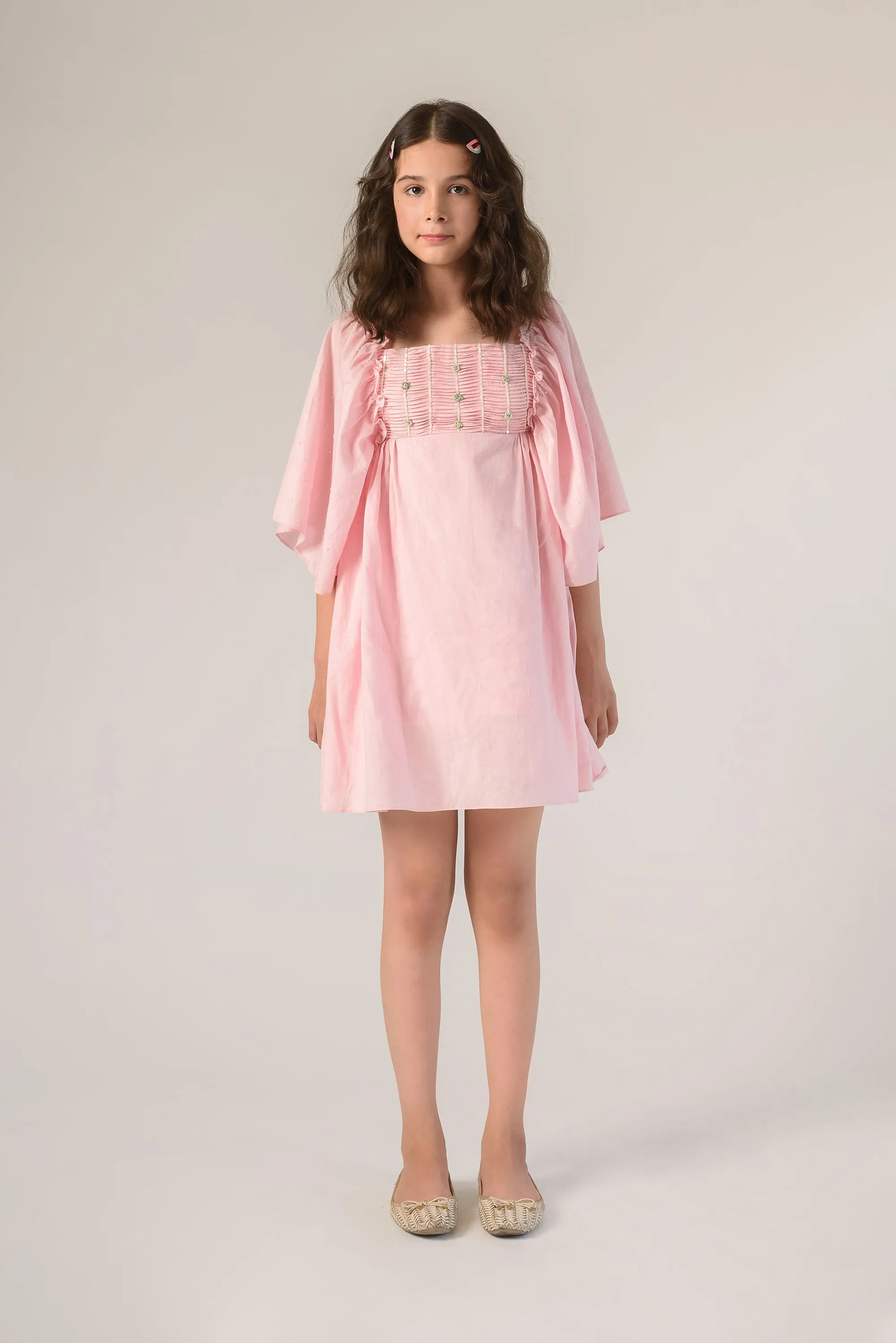 Bursting Meadows- Hand Embroidered Organic Cotton Dress