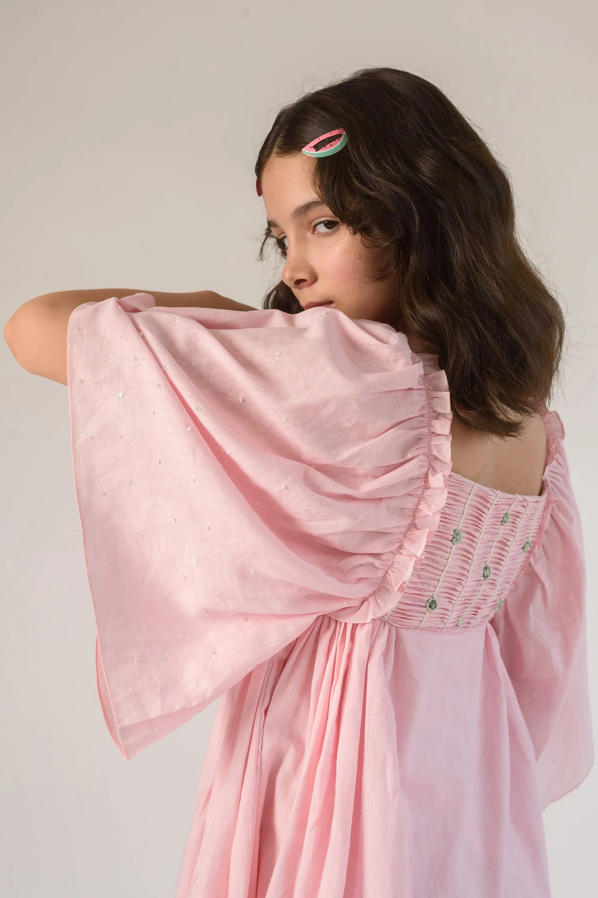 Bursting Meadows- Hand Embroidered Organic Cotton Dress
