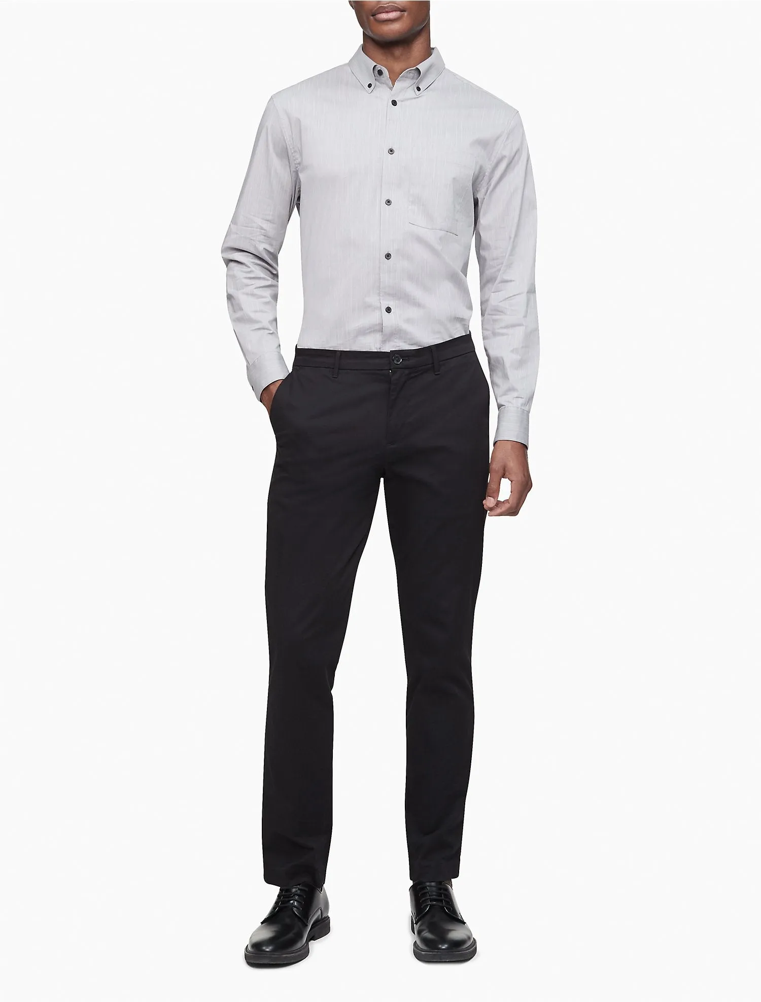 Calvin Klein Slim Fit Stretch Cotton Slub Shirt - Men
