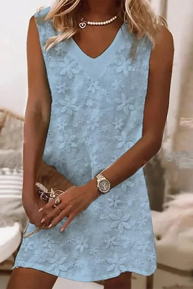 Casual Sweet Solid Embroidered Vest Dresses