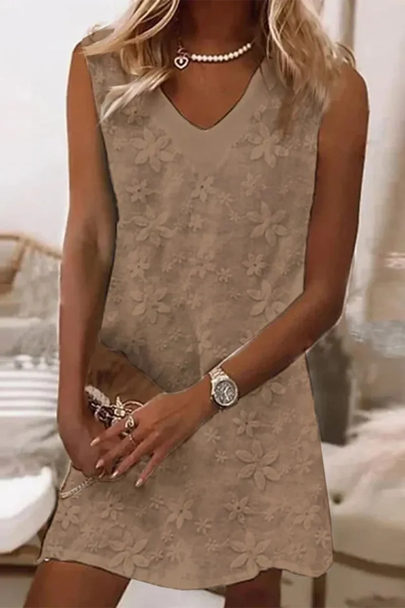 Casual Sweet Solid Embroidered Vest Dresses