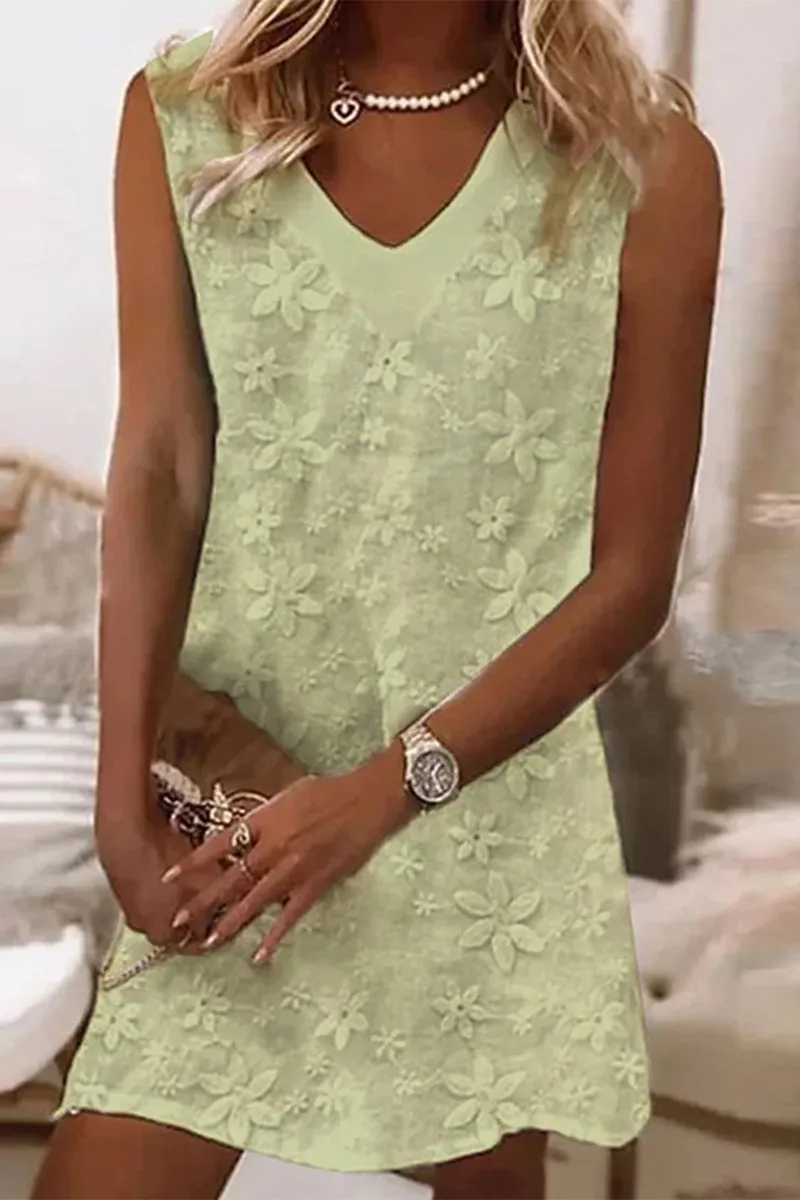 Casual Sweet Solid Embroidered Vest Dresses