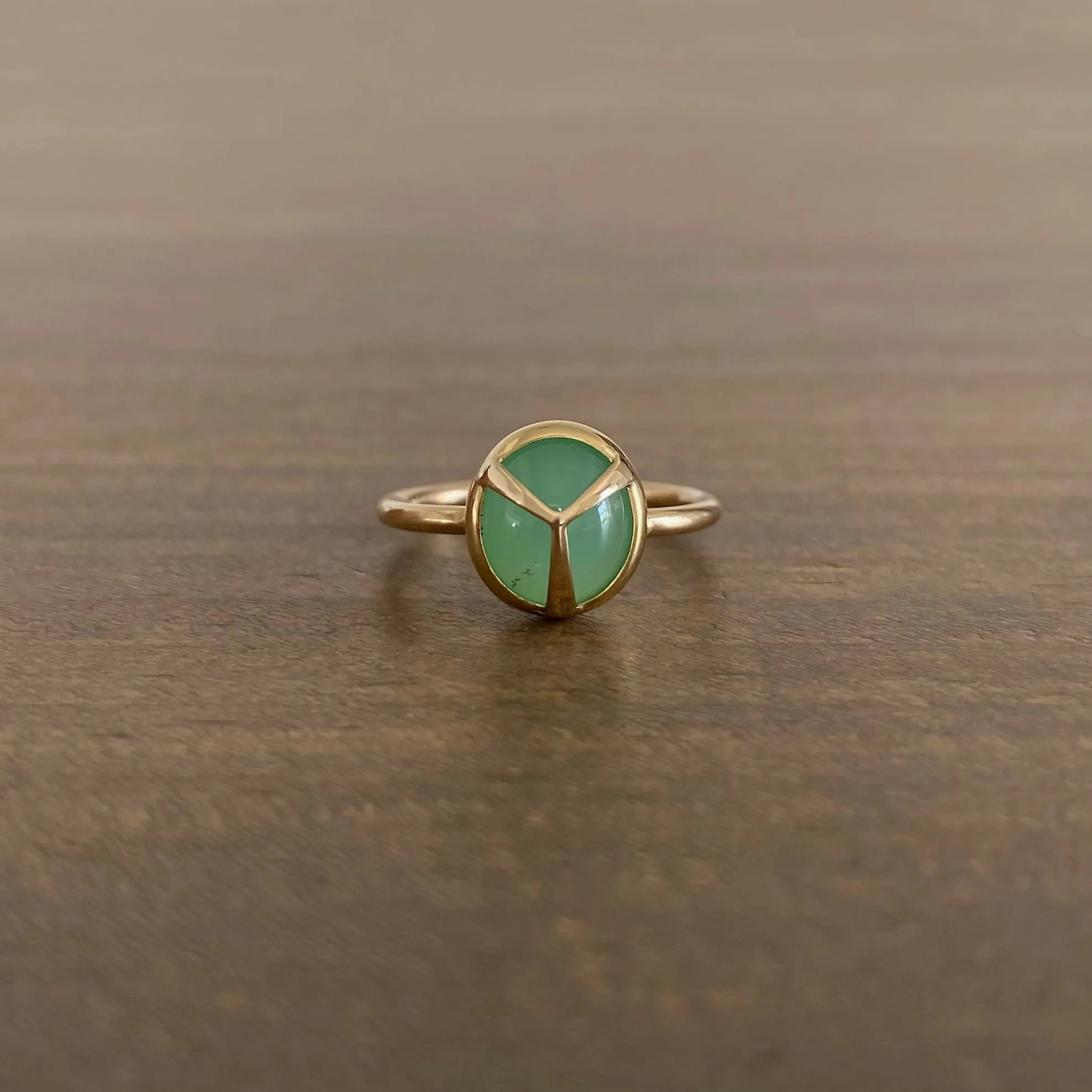 Chrysoprase Lucky Scarab Ring