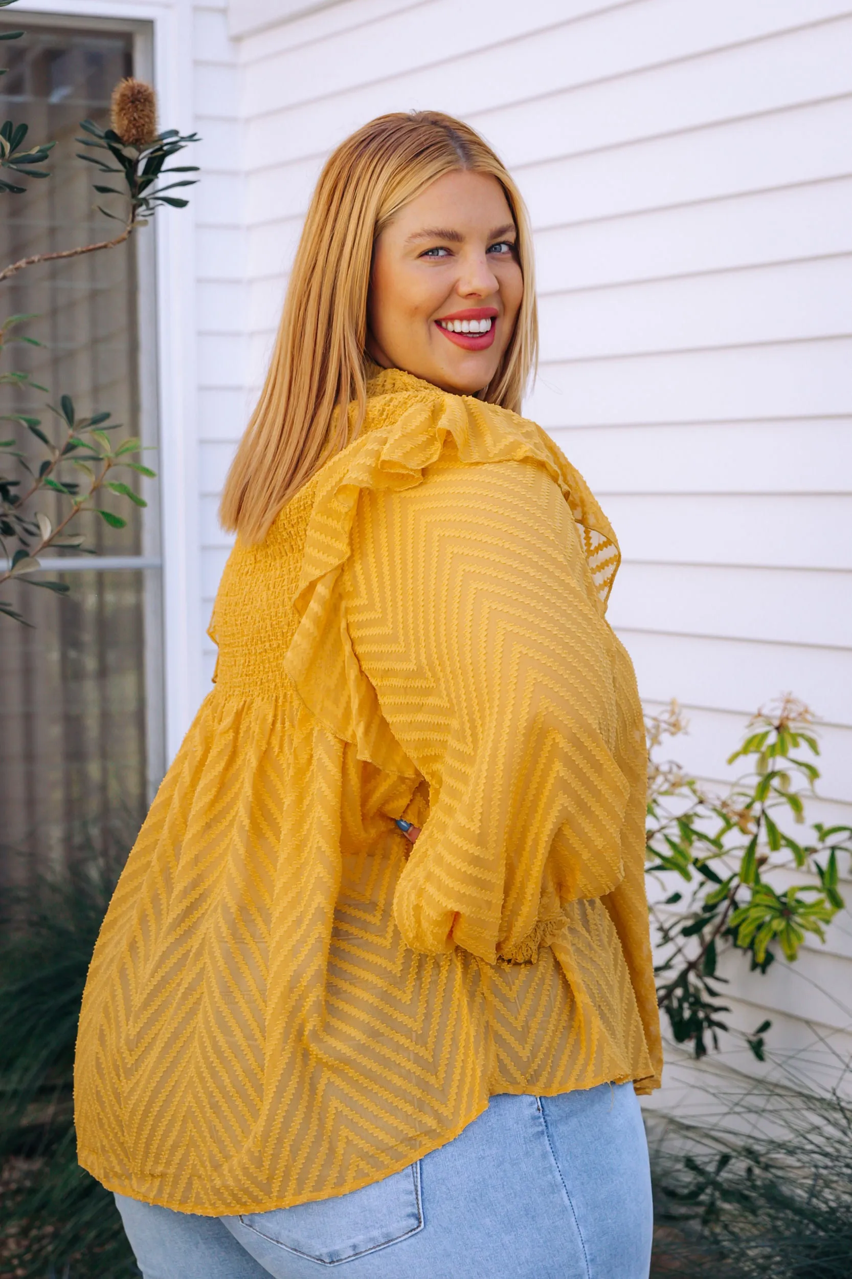 Cora Long Sleeve Top in Mustard