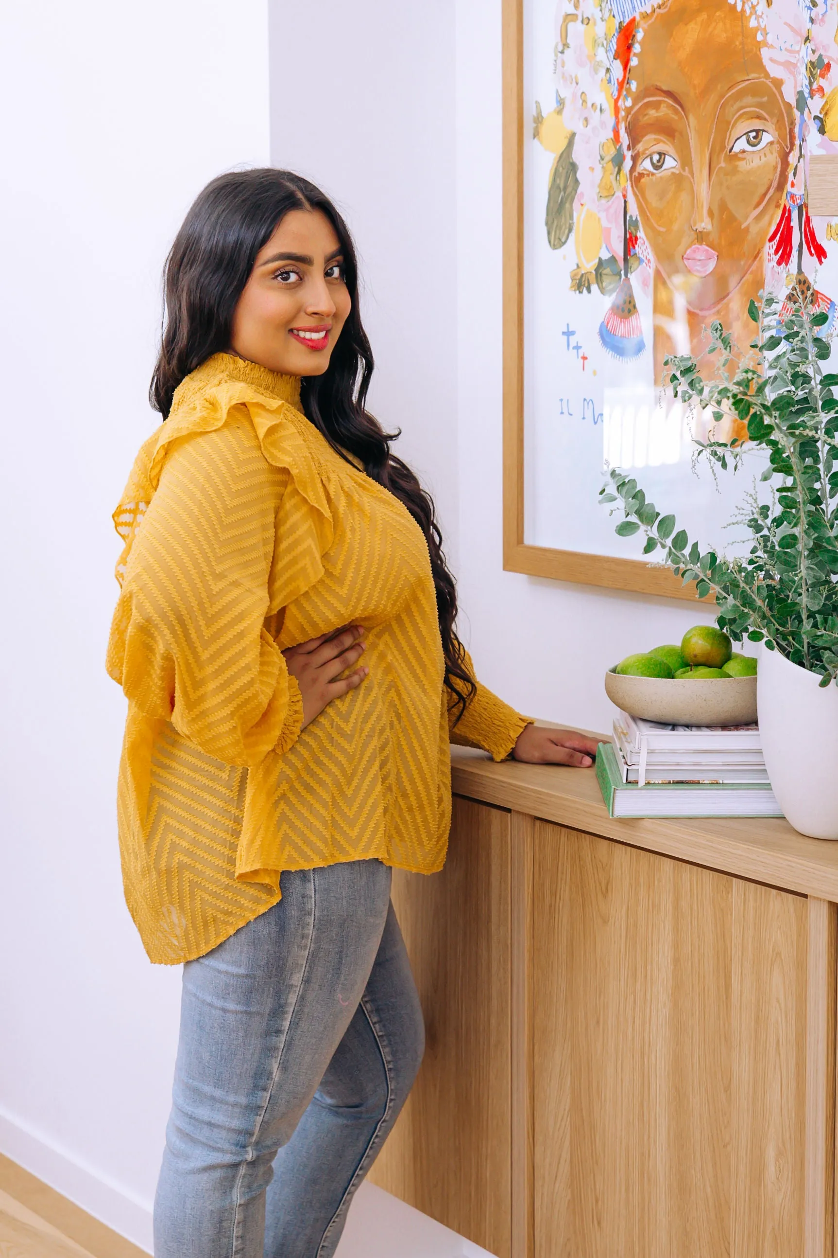 Cora Long Sleeve Top in Mustard